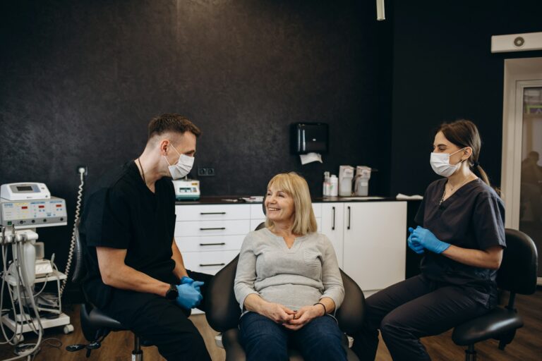 a retired woman at a doctor's consultation